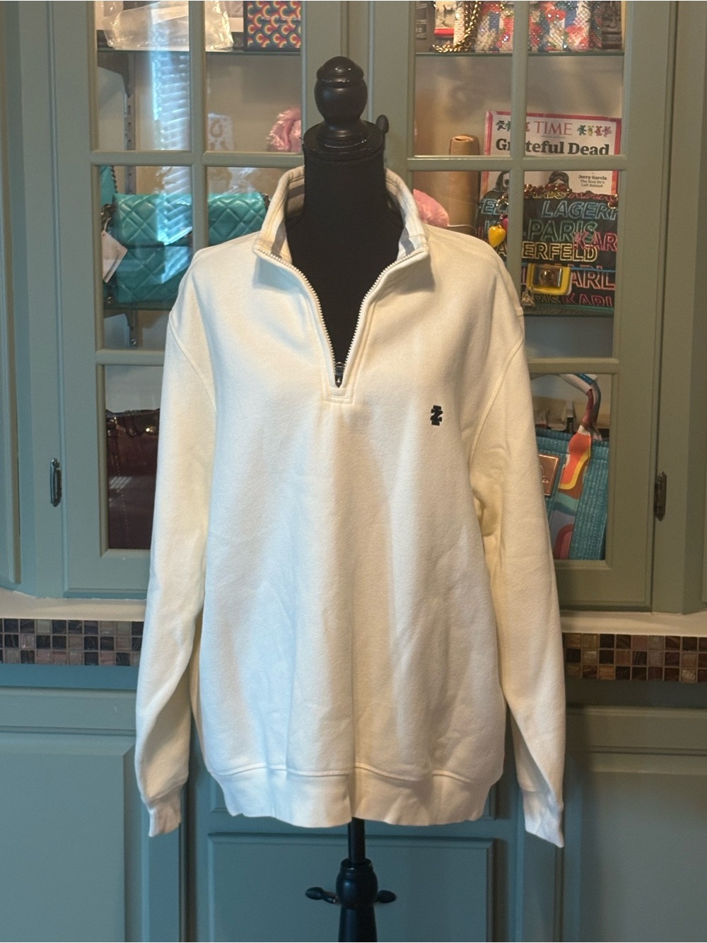 Izod Men's Cream Half-Zip Pullover Sweater